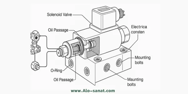 نصب شیر برقی روی بلوک هیدرولیک