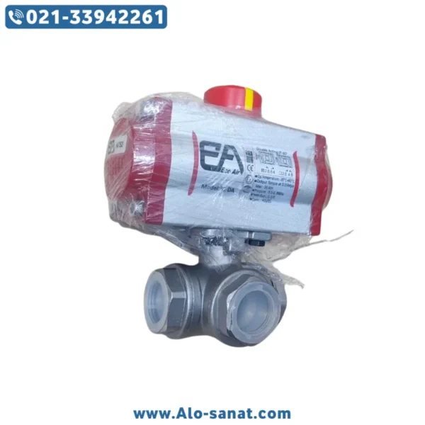 اکچویتور سایز 52 کوبل شده روی شیر سه راهی استیل مدل T