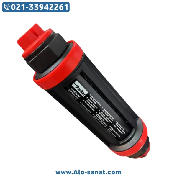 نمای نزدیک روتامتر پارکر EF7731113220 نصب شده روی خط هوای صنعتی