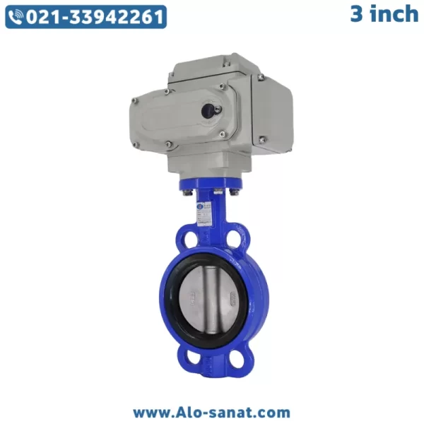 pneumatic-actuator-on-3inch-butterfly-valve شیر پروانه ای موتوردار برقی 3 اینچ