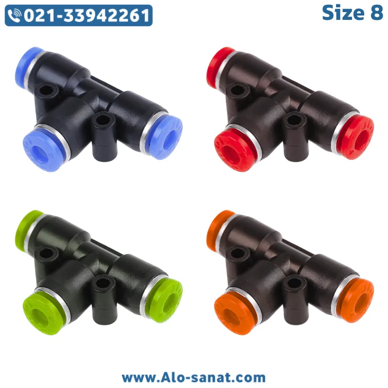 pneumatic-connector-fitting-pe8 سه راهی T8 پنوماتیک شلنگخور