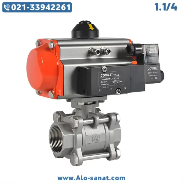 1-1-4-steel-316-ball-valve-pneumatic شیر توپی استیل سه تیکه 1-1/4 با عملگر پنوماتیک بادی