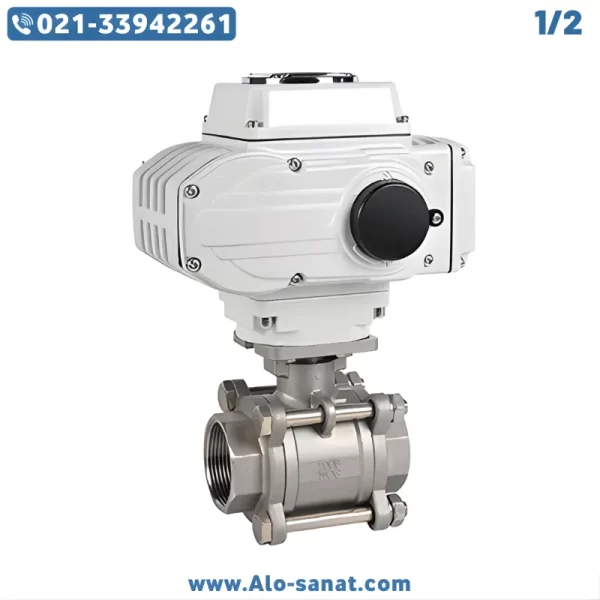 1-2-steel-ball-valve-220v-electric شیر توپی استیل دنده ای 1/2 با عملگر برقی 220 ولت