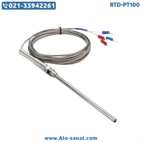 سنسور RTD-PT100 به طول ۳۰ سانتیمتر قطر ۶ میلیمتر رزوه ۱/۲