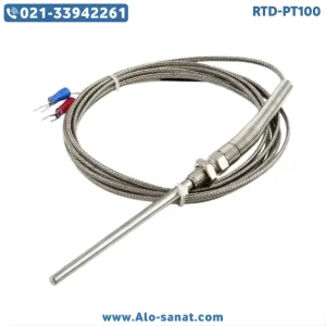 سنسور RTD-PT100 قطر ۳ میلیمتر طول ۵ سانتیمتر L شکل رابط شیلددار