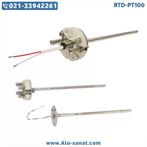 سنسور RTD-PT100 پلیتی ۲۵۰ درجه ۵۰ سانتیمتر قطر ۶ میلیمتر