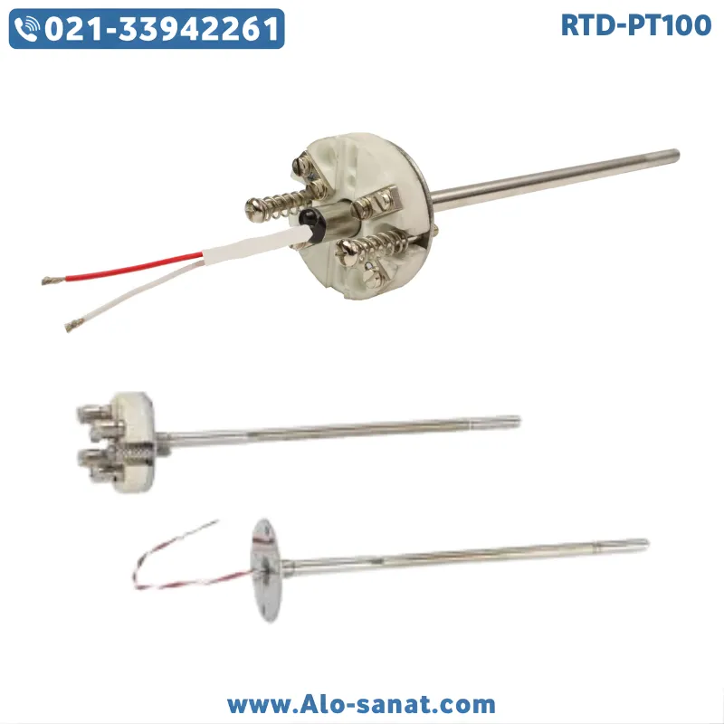 سنسور RTD-PT100 پلیتی ۲۵۰ درجه ۵۰ سانتیمتر قطر ۶ میلیمتر