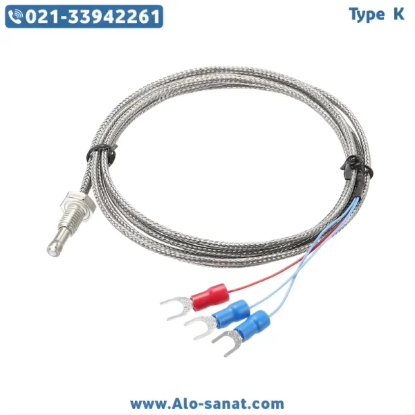ترموکوپل Type K رزوه ۱۲ با کابل ۵ متر ترموکوپل Type K رزوه ۱۲ با کابل ۵ متر