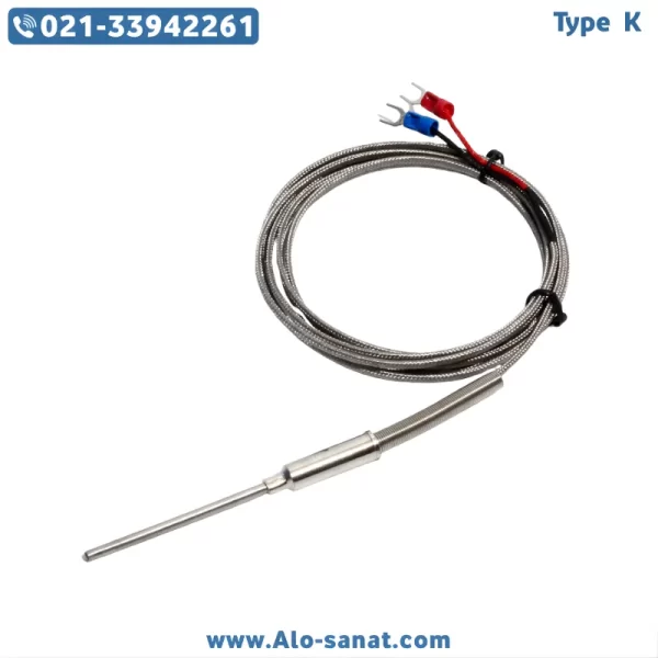 ترموکوپل Type K فلکسیبل MI غلاف ۲۰ سانتیمتر قطر ۱ میلیمتر