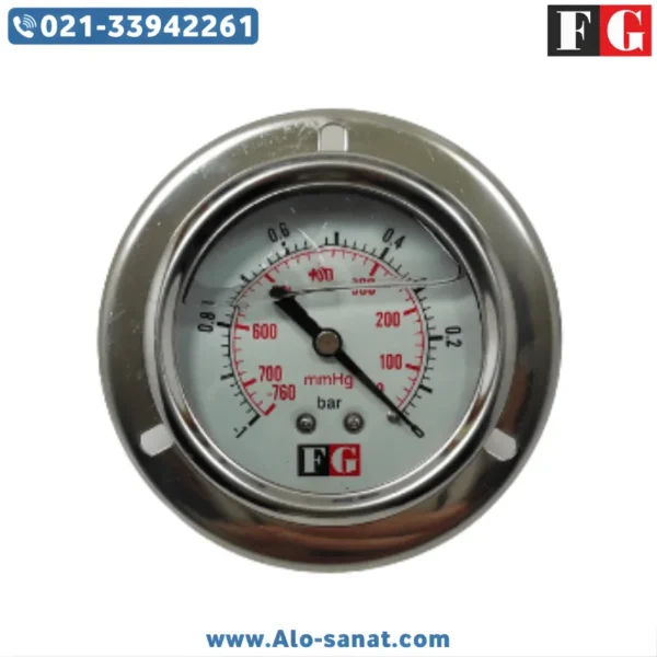گیج فشار خلاء FG روغنی افقی صفحه 6 سانتی